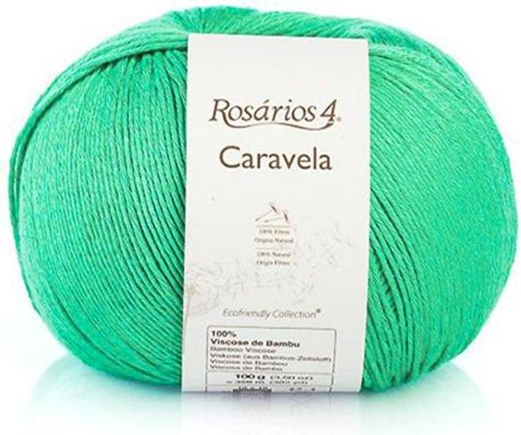 Rosários 4 Caravela Bambusgarn, 100% Viskose, 350m/100g, Absinth Grün, Antibakteriell, Kühlend