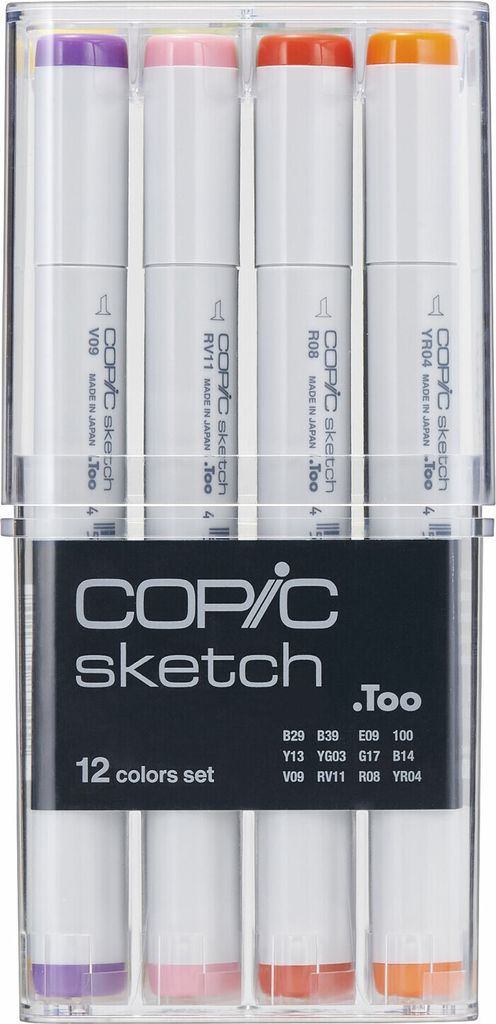 Copic Sketch Set Grafikmarker - Nachfüllbar mit Copic Ink - 12Stk
