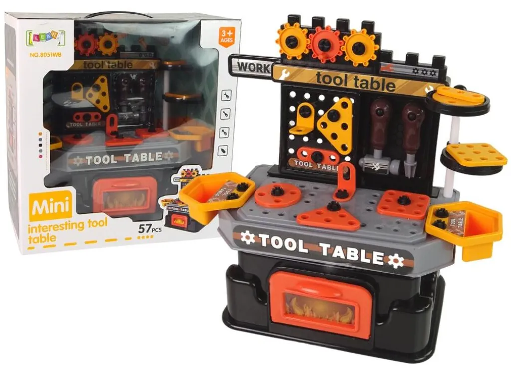 Établi de bricolage enfant et adulte avec 57 outils de rangement