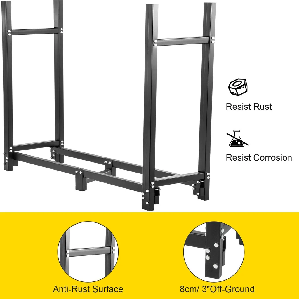 Range-bûches Extérieur avec Housse PVC - Support de Stockage en Acier - 4