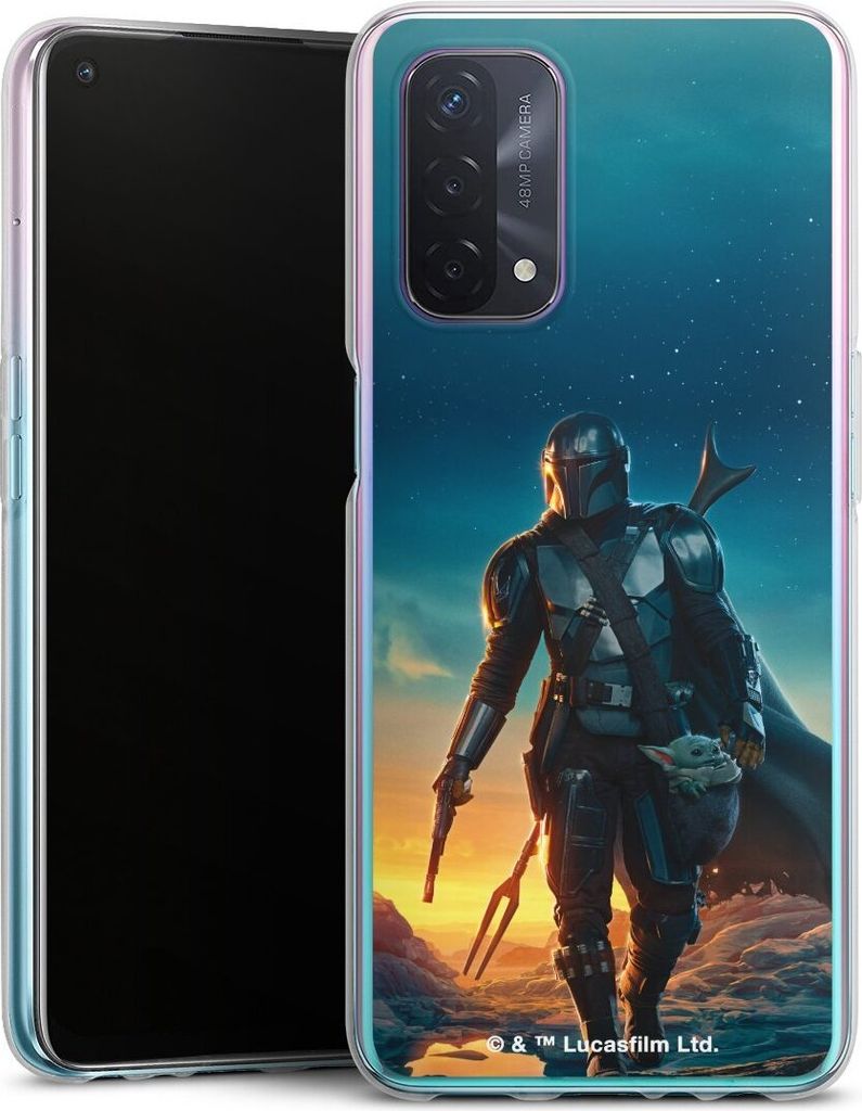 DeinDesign Handyhülle für Oppo A74 5G Silikon Hülle Case Smartphone Schutzhülle Sonnenuntergang Star Wars The Mandalorian