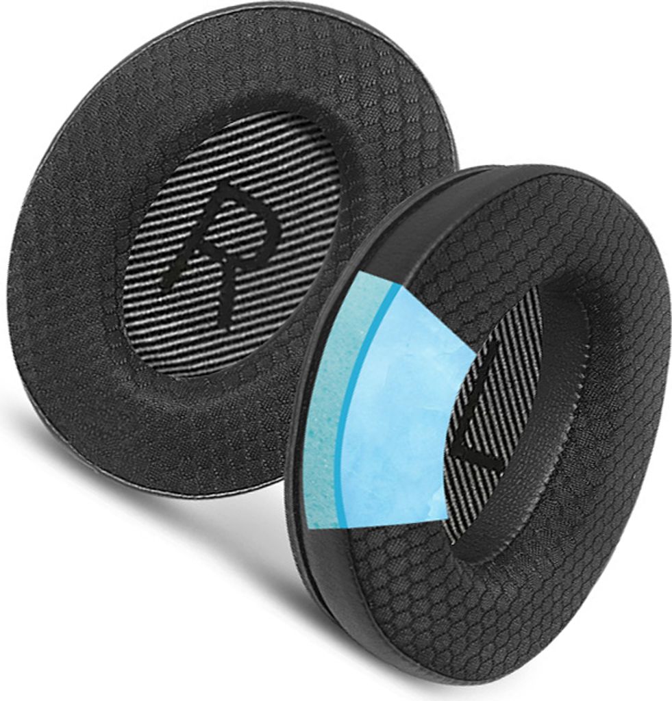 INF Kühlende Ohrpolster aus Fussballnetz-Material für Bose AE2/QC15/QC25 Kopfhörer Schwarz