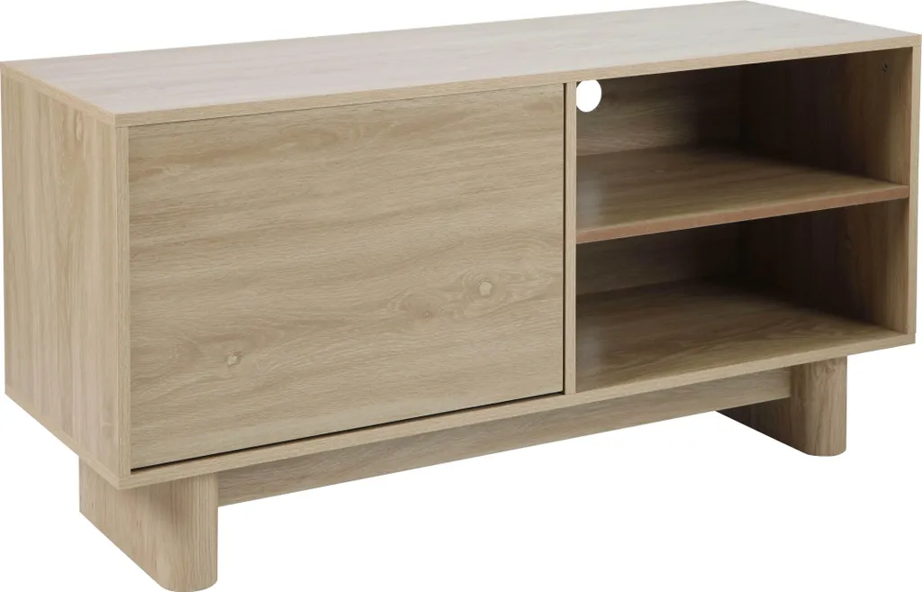 Banc TV scandinave 120 cm en bois clair Bowy - Mobilier séjour Oviala
