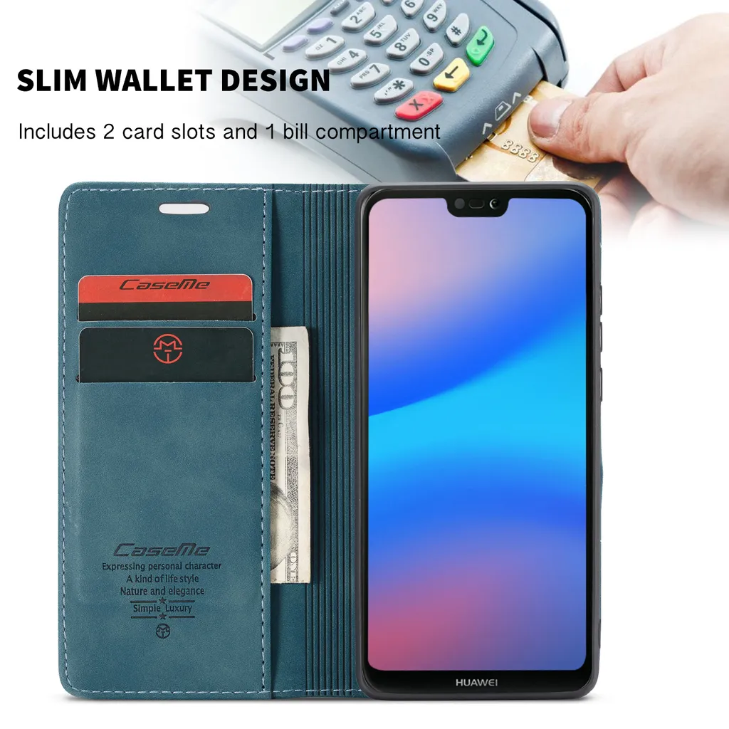 Moex Custodia A Patta + Pellicola Per Huawei P20 Lite – Set Premium Con Chiusura Magnetica – Blu Scuro