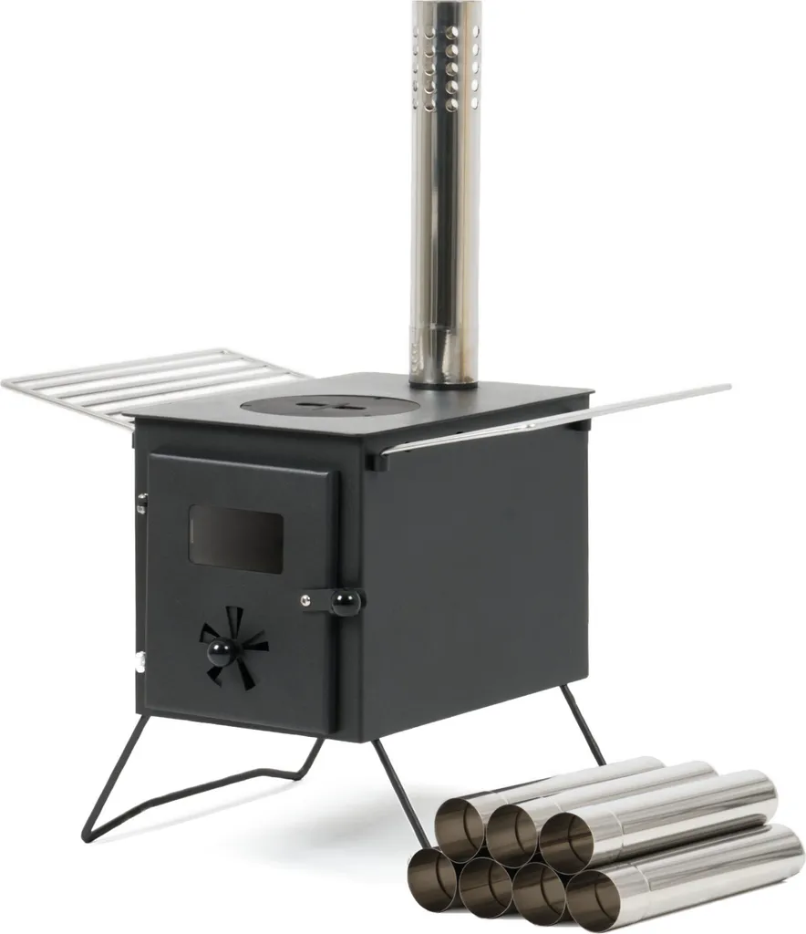 Four de tente extérieur avec cheminée de 259 cm en acier durable