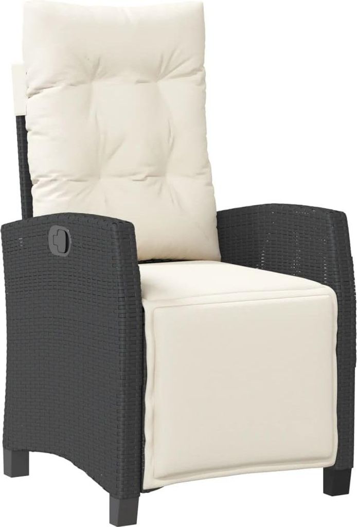 vidaXL Gartensessel mit Fußteil Verstellbar Schwarz Poly Rattan