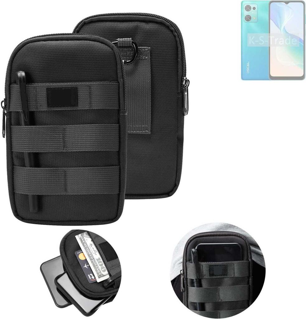 K-S-Trade Holster Gürtel Tasche kompatibel mit Blackview Oscal C30 Pro Handy Tasche Schutz Hülle dunkel-grau viele Fächer, 1x