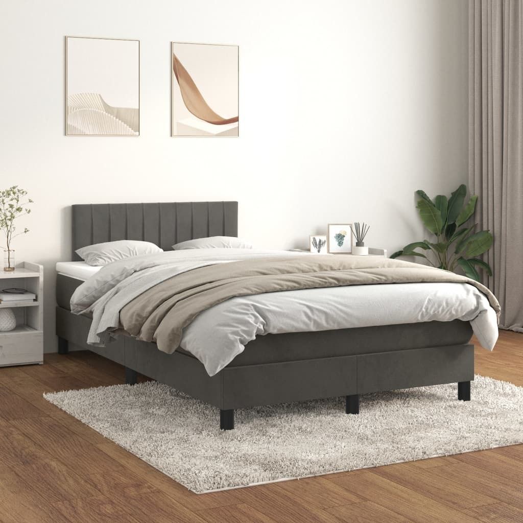 2025 Moderne Bettrahmen inkl. Lattenrost - Boxspringbett mit Matratze Dunkelgrau 120x200 cm Samt - Klassische Betten,Design 2282045 4parcel