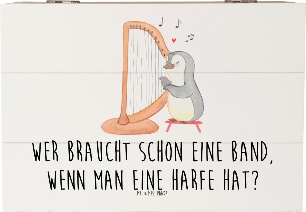 Mr. & Mrs. Panda Box Harfenzauber 22 x 15 cm - Weiß - Geschenk, Lernen, schatzkiste holz, Musik, Elegant, schmuckkiste, Musikinstrument, fotobox, ...