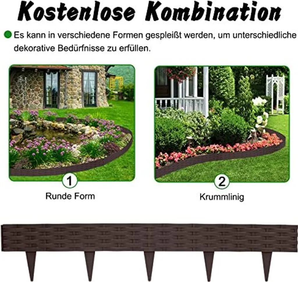 Bordure de pelouse 10m pour délimiter vos massifs de fleurs marron