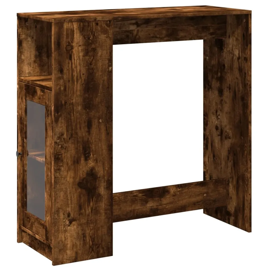 vidaXL Tavolo da bar con ripiano in rovere fumé 101x40x103,5 cm Materiale a base di legno