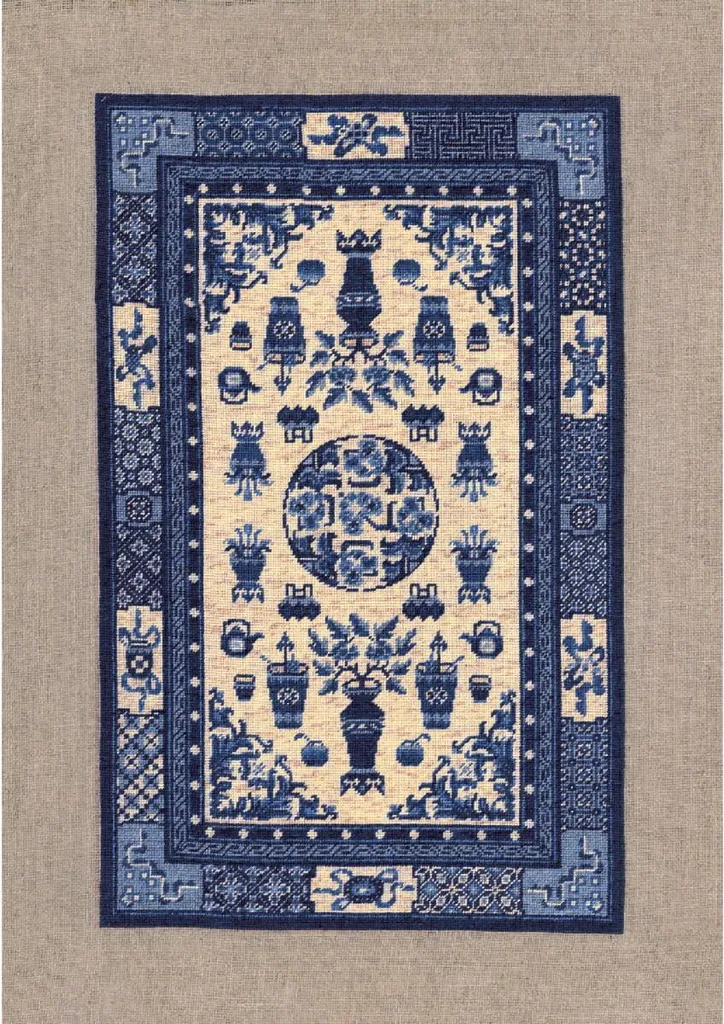 Tappeto Pechino Ricamo Petit Point 18x29cm - Kit Completo Lino