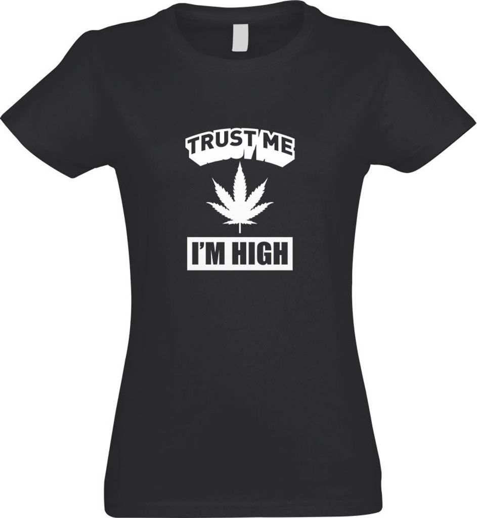 Kiwistar - T-Shirt tailliert - Damen - Graphit - Trust me, im high Gras Hanf - mit Motiv Bedruckt - Funshirt Design - Sport - Freizeit - Damen - XXL