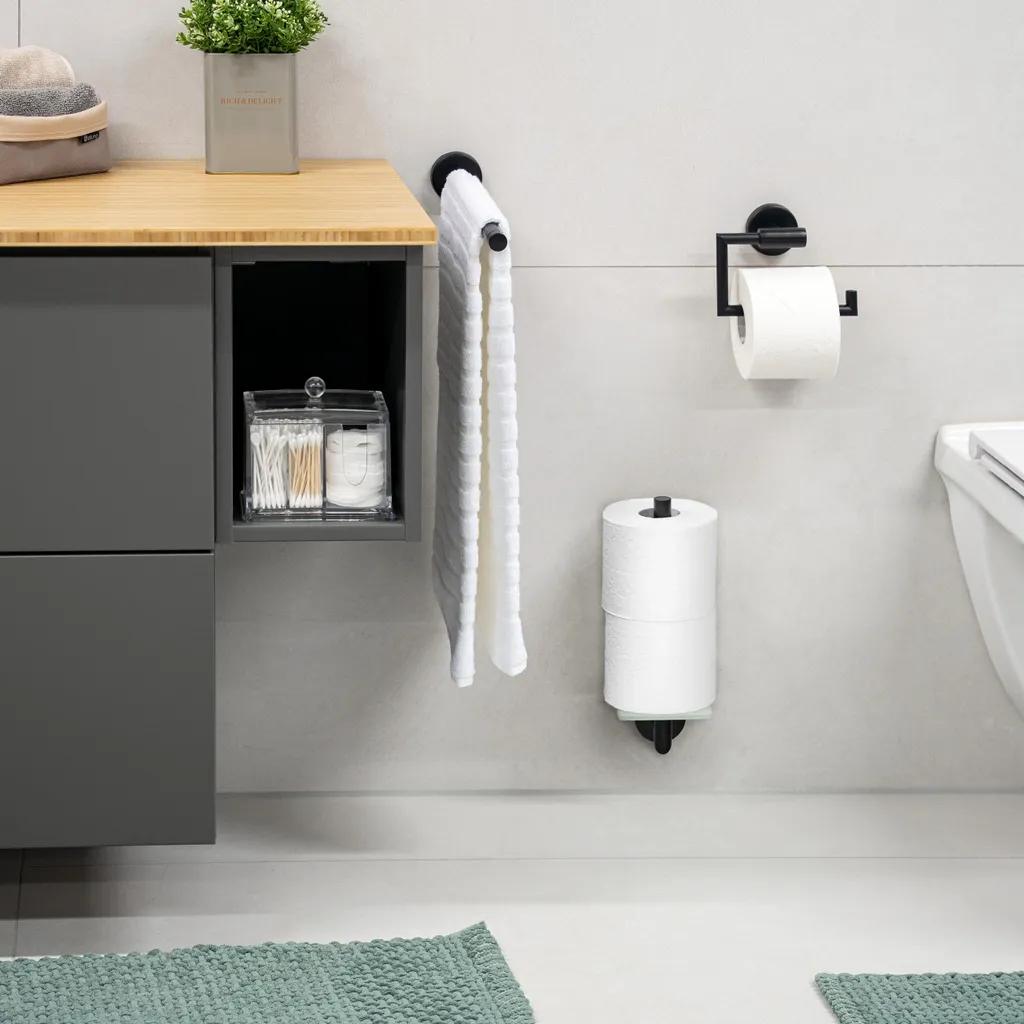 Portarotolo Bagno Nero Opaco bremermann PIAZZA BLACK - Qualità 18/10 - 6