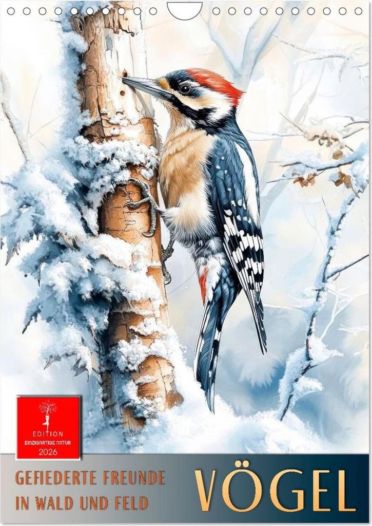 Vögel - gefiederte Freunde in Wald und Feld (Wandkalender 2026 DIN A4 hoch), CALVENDO Monatskalender