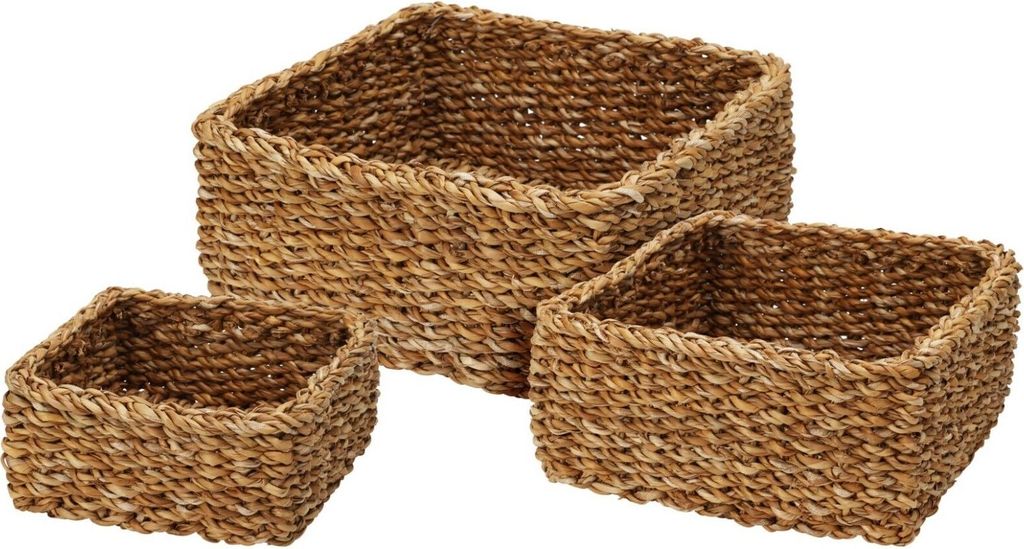 3 Körbe Aufbewahrungskörbe Seegras Korb Dekokorb braun Produktbild 