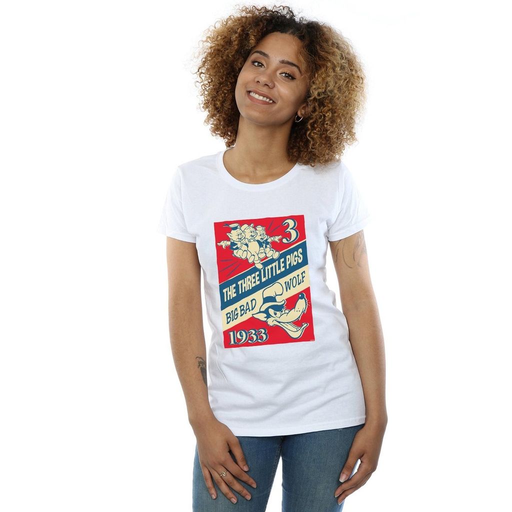 Disney - "And The Big Bad Wolf" T-Shirt für Damen BI15915 (L) (Weiß)
