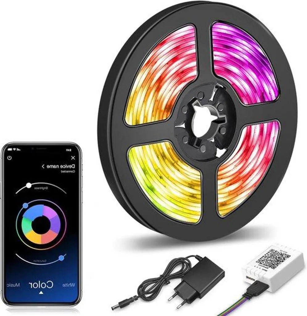 Bandeau LED RGB 15m Bluetooth et Synchronisation Musicale Rythmique