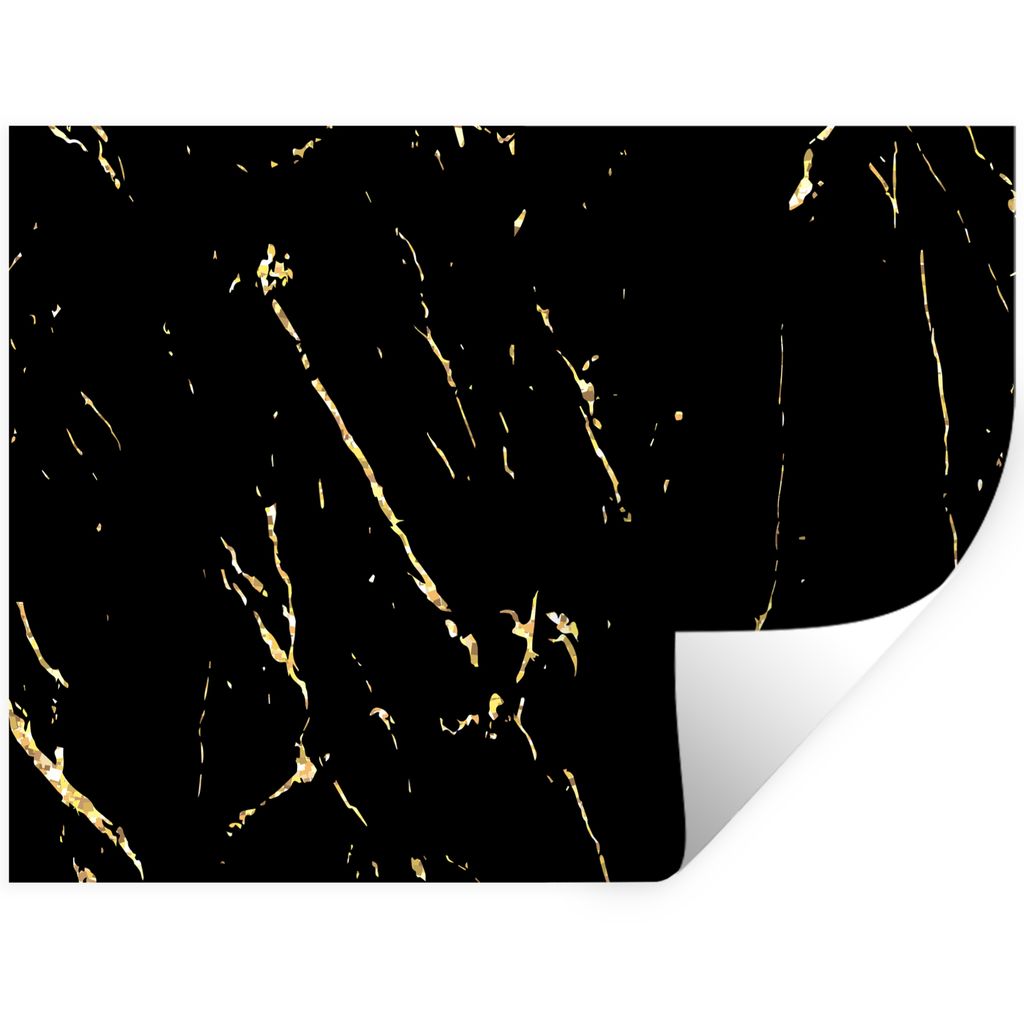 MuchoWow Wandtattoo Wandsticker Wandaufkleber Marmor - Schwarz - Gold - Luxus 160x120 cm Selbstklebend und Repositionierbar - Selbstklebend - Fot...