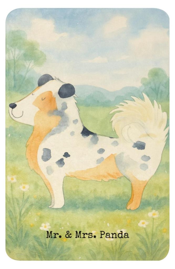 Mr. & Mrs. Panda Sherpa Decke Hund Australien Shepherd Design 100 x 150 cm - Weiß - Geschenk, Kuscheldecke, Couchdecke, Sprüche, Tagesdecke, Gesc...