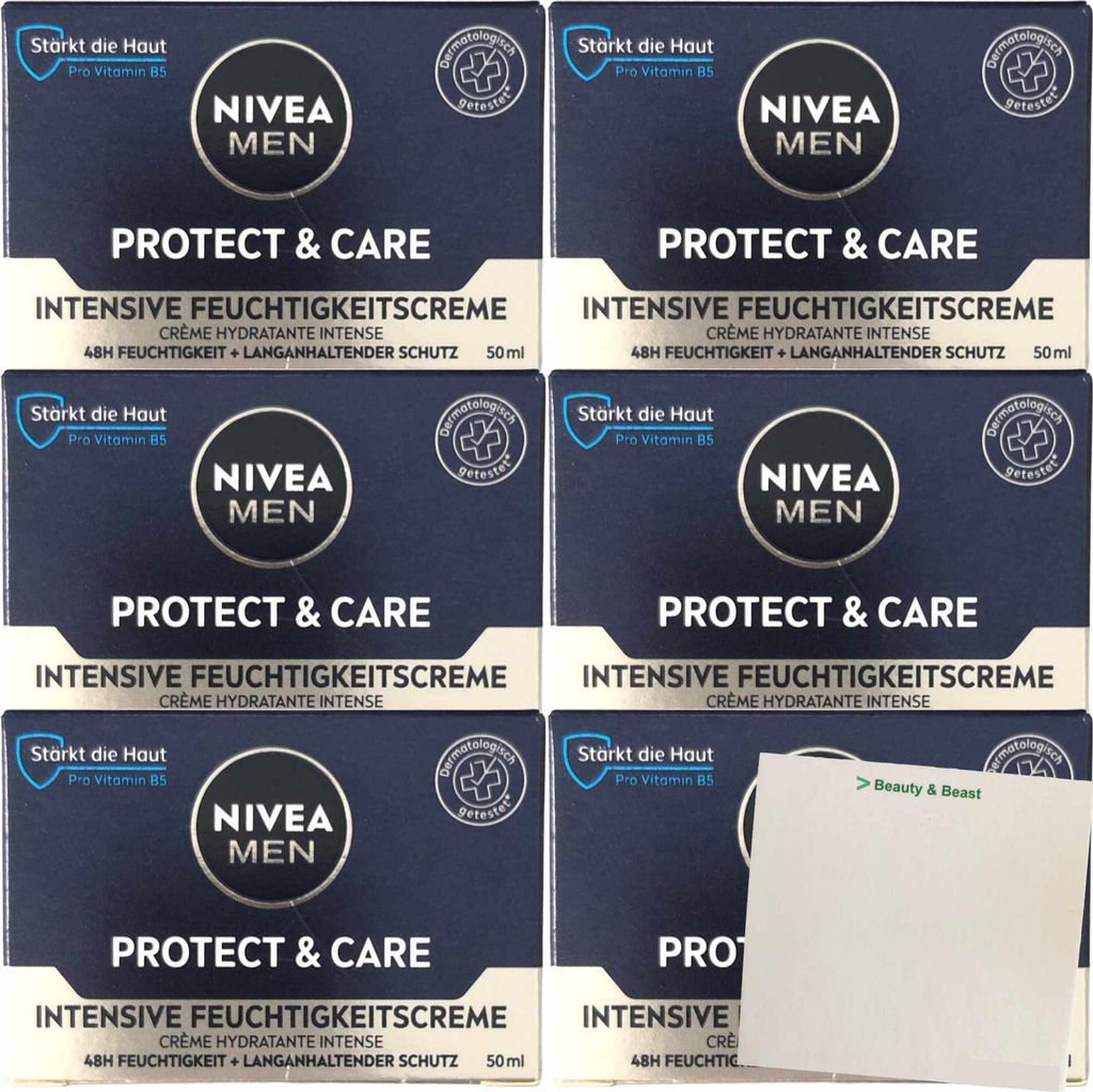 Nivea Men Protect & Care Intensive Feuchtigkeitscreme 6er Pack (6x50ml Tiegel) + usy Block