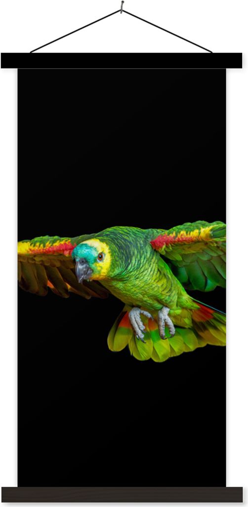 MuchoWow Textilposter Papagei - Vogel - Federn 60x120 cm mit schwarzem Rahmen - Magnete