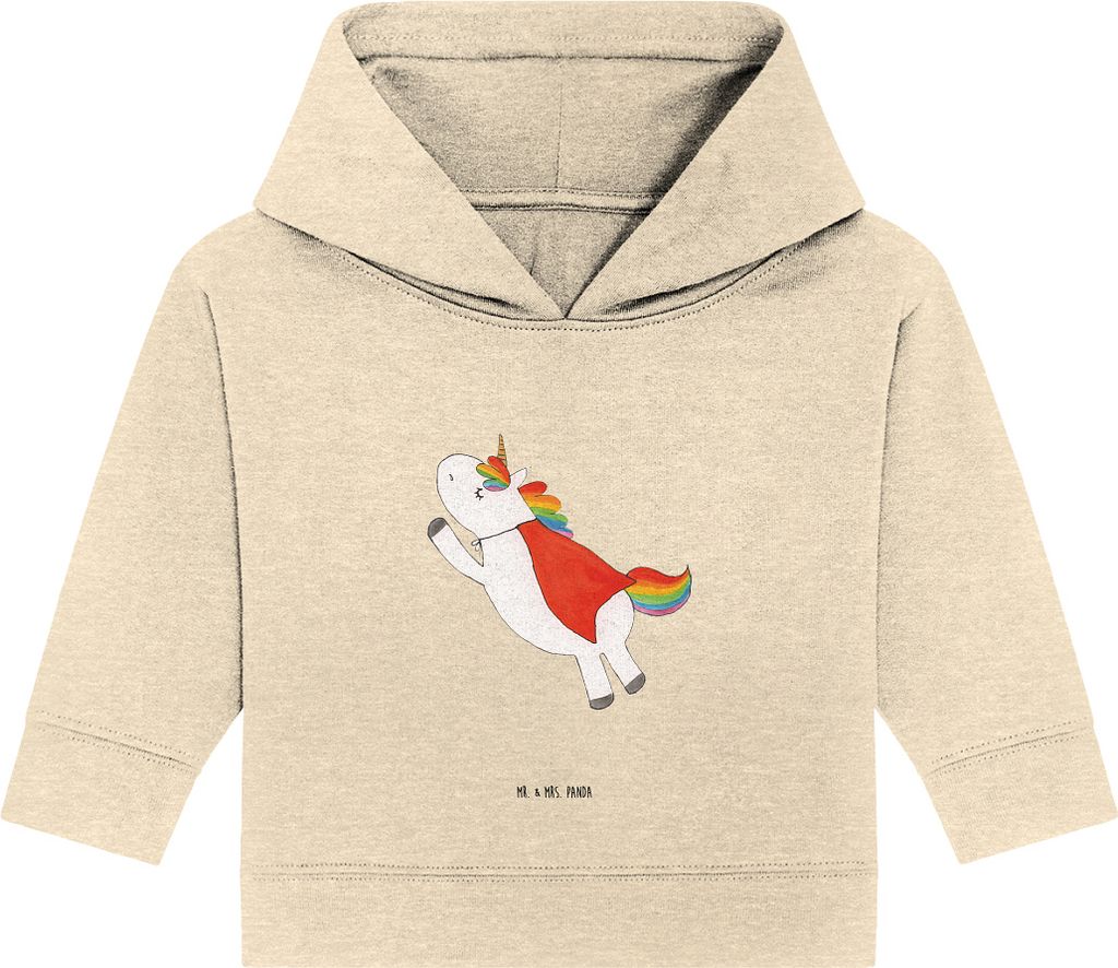 Mr. & Mrs. Panda Organic Baby Hoodie Einhorn Super 24. - 36. Monat - Natural Raw - Geschenk, Traummann, Einhörner, Kapuzenshirt, Kapuzensweatshirt...
