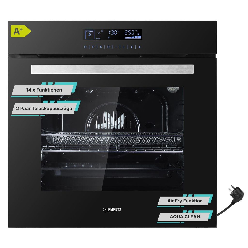 KB ELEMENTS Einbaubackofen, 60 CM, 73 Liter, 15 x Funktionen, Airfryer Funktion, AQUA CLEAN, 75DV2