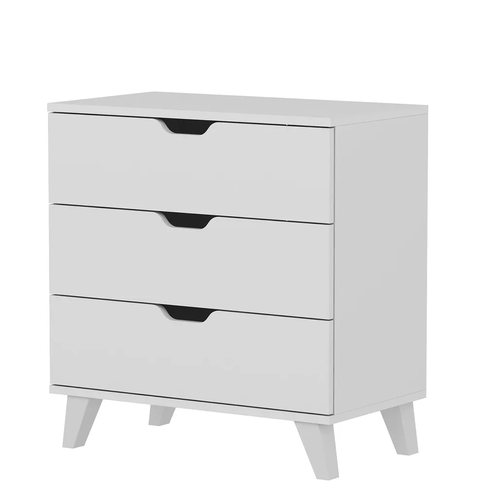 Commode de chambre blanche Valencia 3 rangement compact pour habits - 4