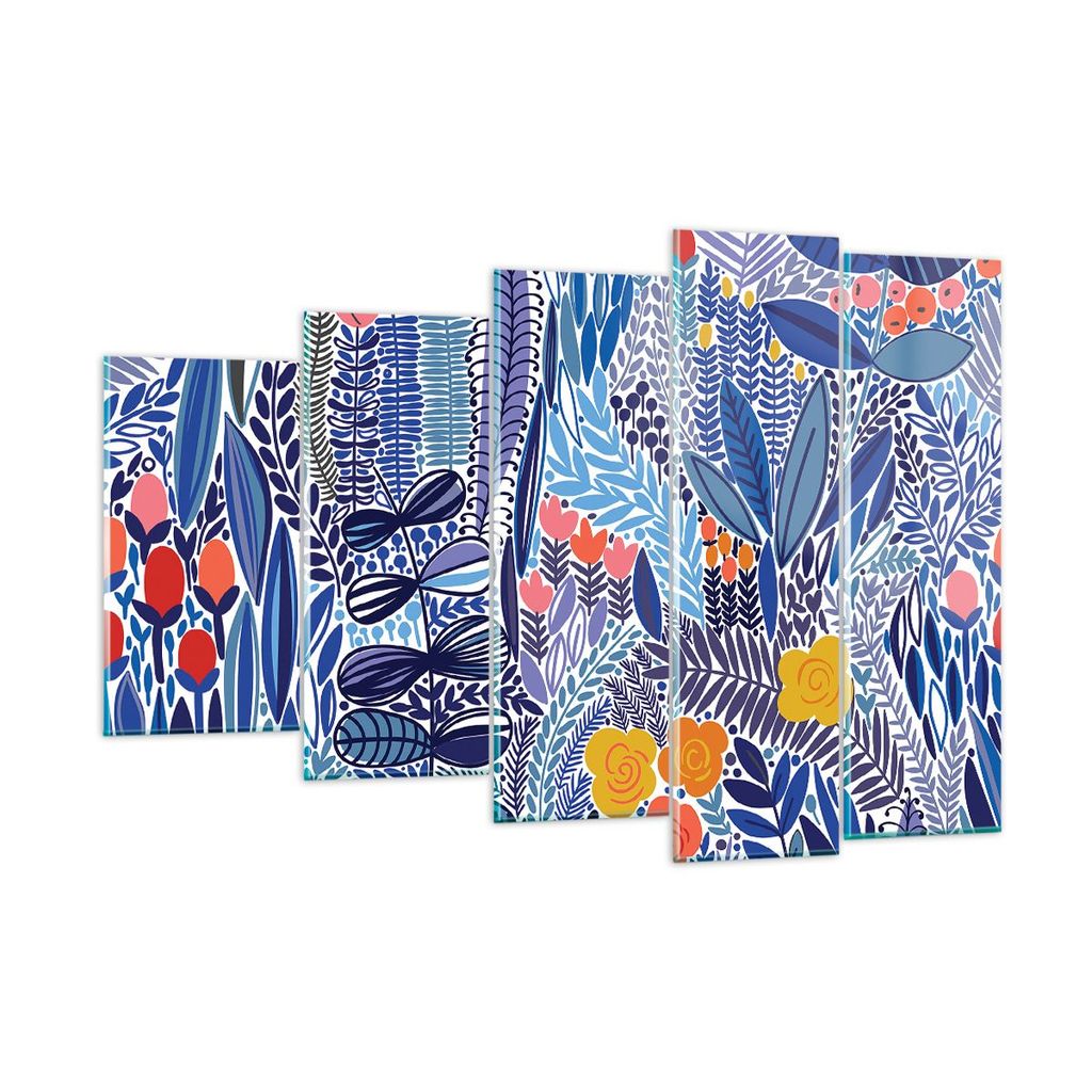 Bilder auf glas - Blumen Blätter Illustration Tropen - 150x100cm - Glasbilder - Wandbilder - Kunstdruck - Wanddekoration aus Glas - Glas Bilder - ...