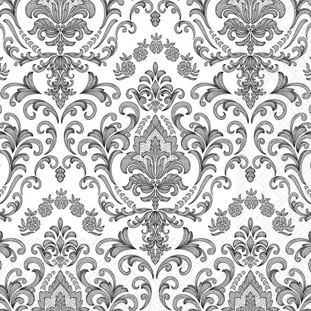 A Servietten 33x33 cm 3-lagig 20 Servietten Baroque ornament silver