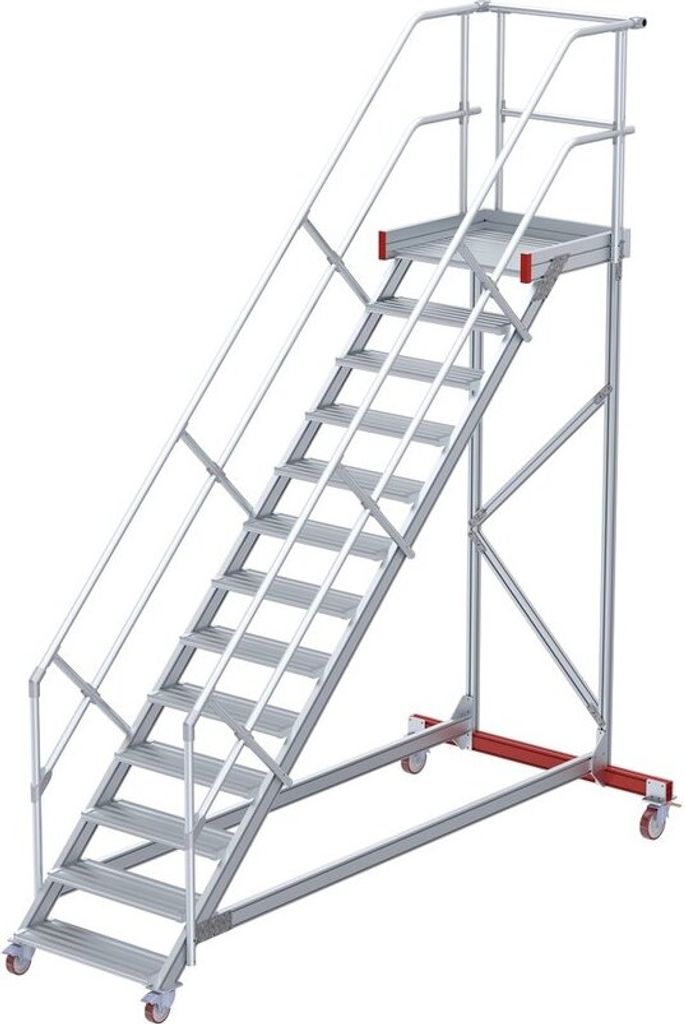 Euroline 513 Wartungsbühne 45° 600mm Stufenbreite 13 Stufen Alu gerieft