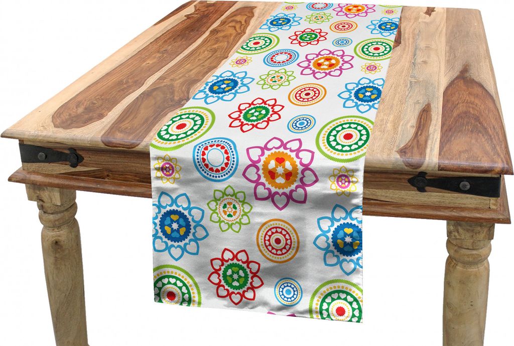 ABAKUHAUS Modern Tischläufer, Bunte Muster, Esszimmer Küche Rechteckiger Dekorativer Tischläufer, 40 x 180 cm, Mehrfarbig