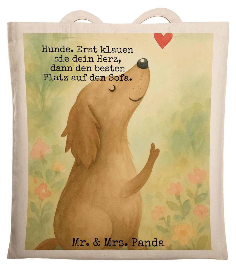 Mr. & Mrs. Panda Tote Bag Hund Liebe Design - Weiß - Geschenk, Hunde, Tasche, Sprüche, Shopping, Jutebeutel, Schultasche, Laptoptasche, Herz