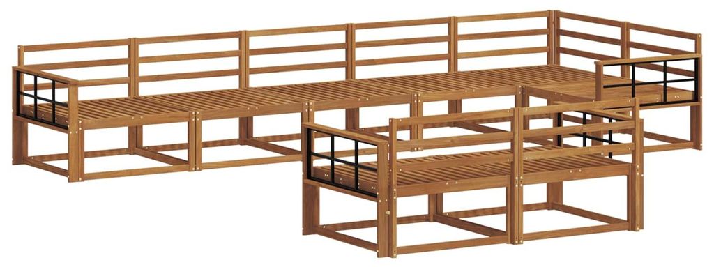 "Rabatt 2026"Outdoor-Sofa garnitur moderne - Balkonmöbel/Gartenlounge-Set - robust und langlebig - 8 pcs Natur Massivholz Akazie - Gartensofas Sti...