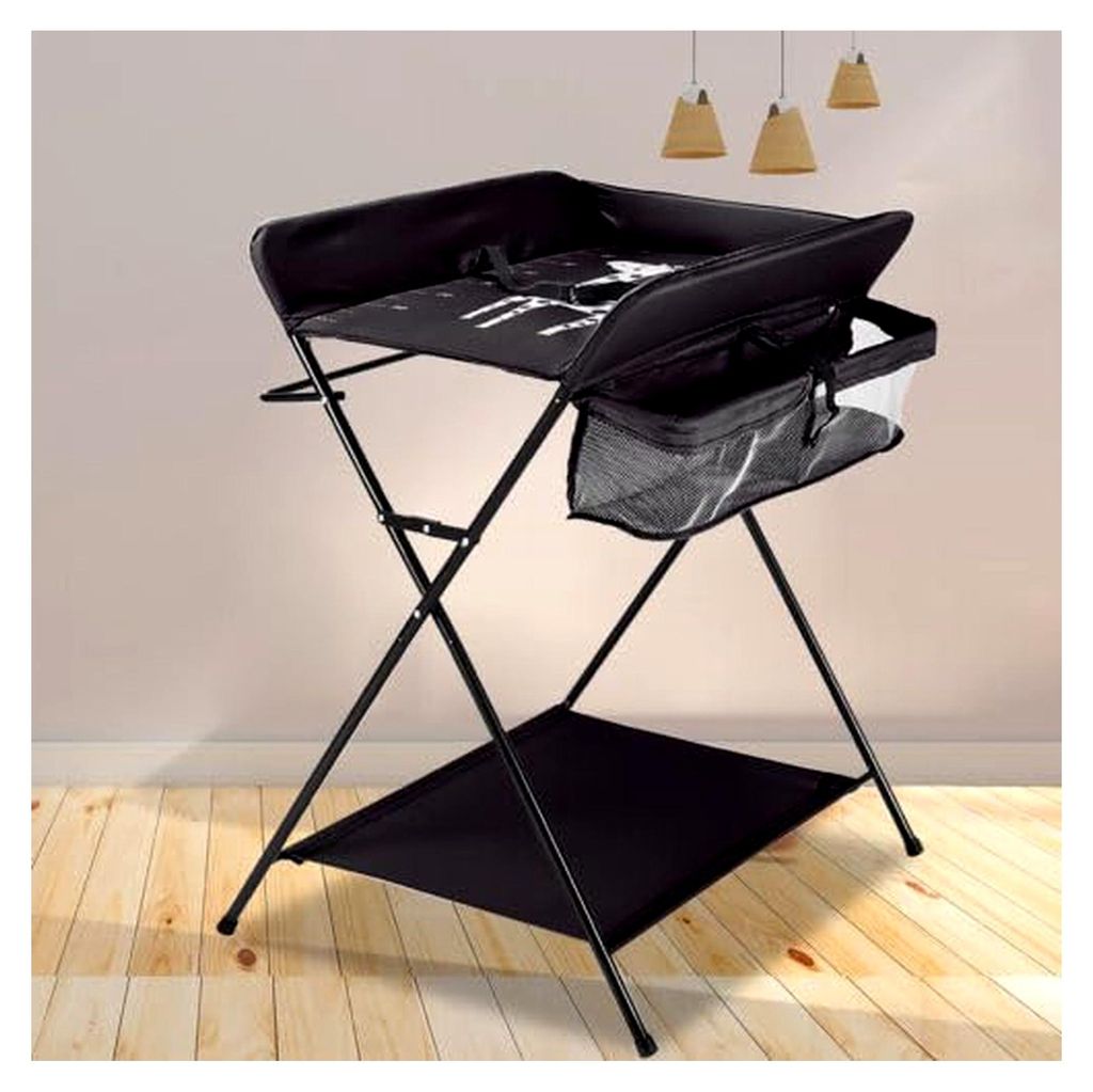 Wickelkombination für Babys, mobiler Wickeltisch mit Ablagefächern, klappbare Wickelkommode mit Sicherheitsgurt, geeignet für Babys von 0-12 Mon...