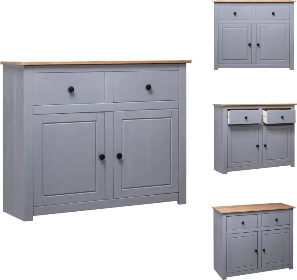 Sideboard Gris vidaXL 93x40x80 cm : Finis le Désordre en Pin Massif