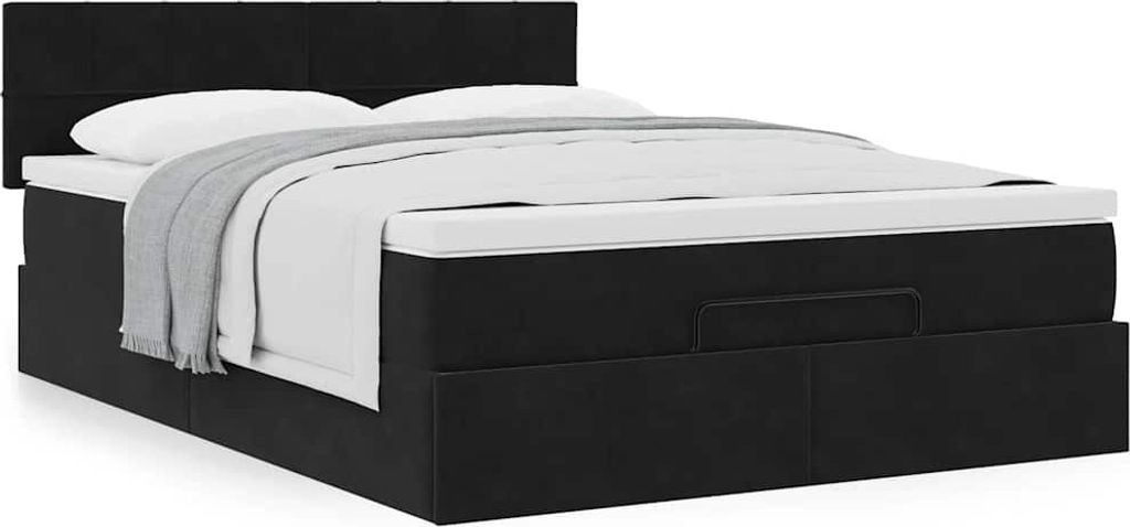 Maison Exclusive - Ottoman-Bett mit Matratze Schwarz 140x190 cm Samt