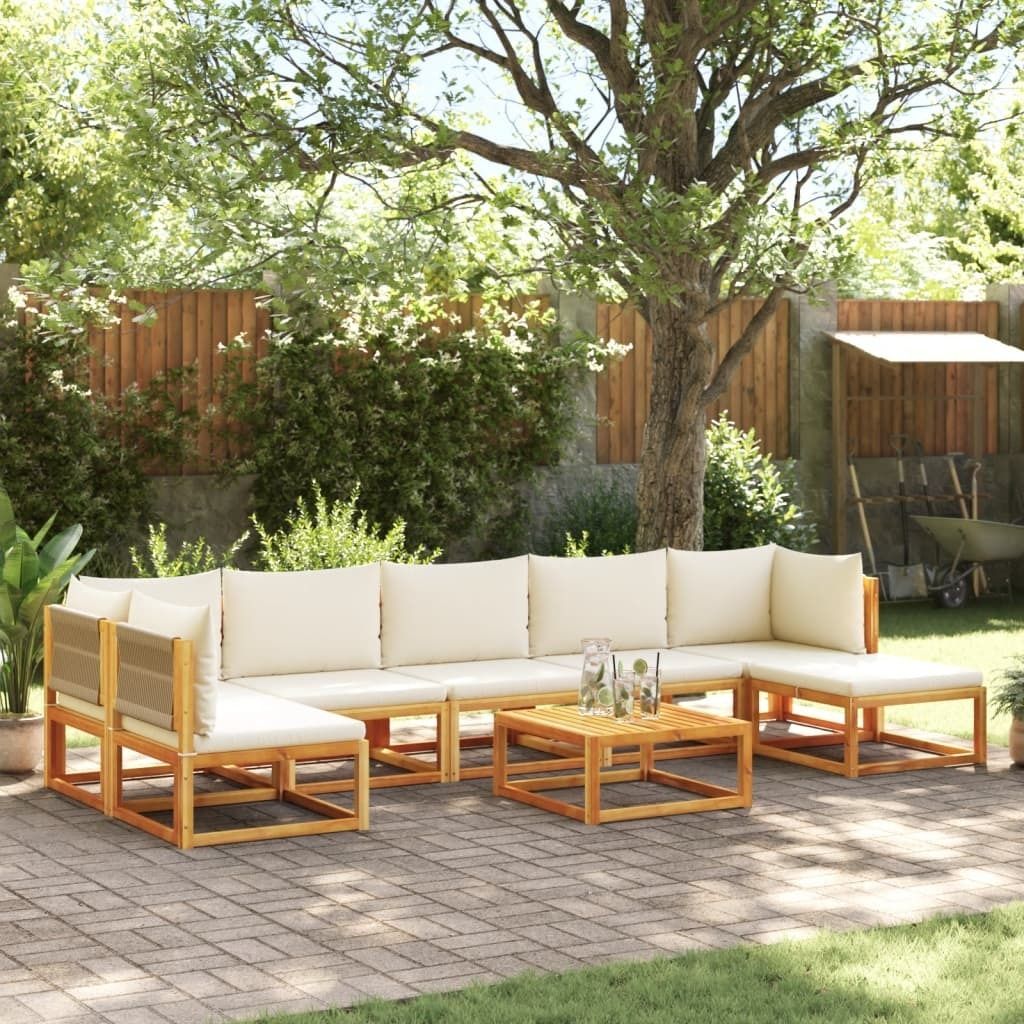 "2026 Promotion" Terrassen-Sofa, 8-tlg. Gartensofa-Set, mit Kissen Holz Akazie & Seil - Gartensofas MM561