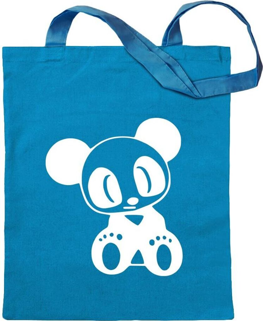 Kiwistar - Baumwolltasche - hellblau - Drift Panda - Tragetasche Stoffbeutel Umhängetasche Langer Henkel