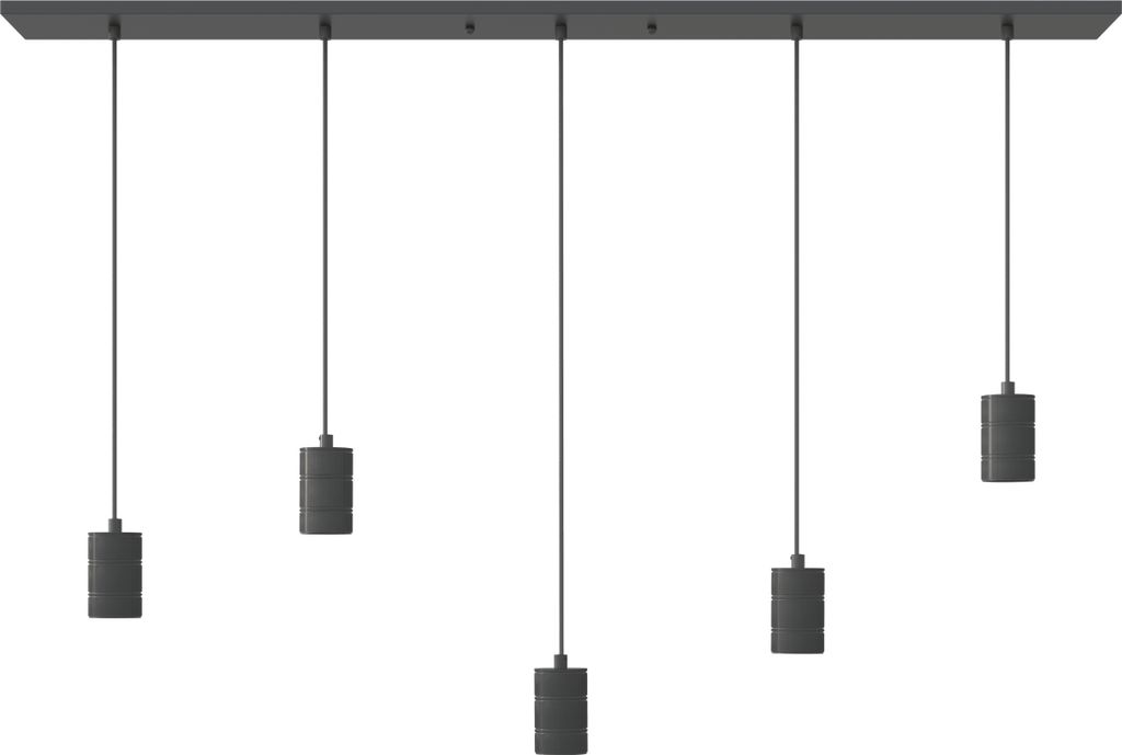 Calex Pendelleuchte E27, 5-flammig, Schwarz, Retro-Design Produktbild 