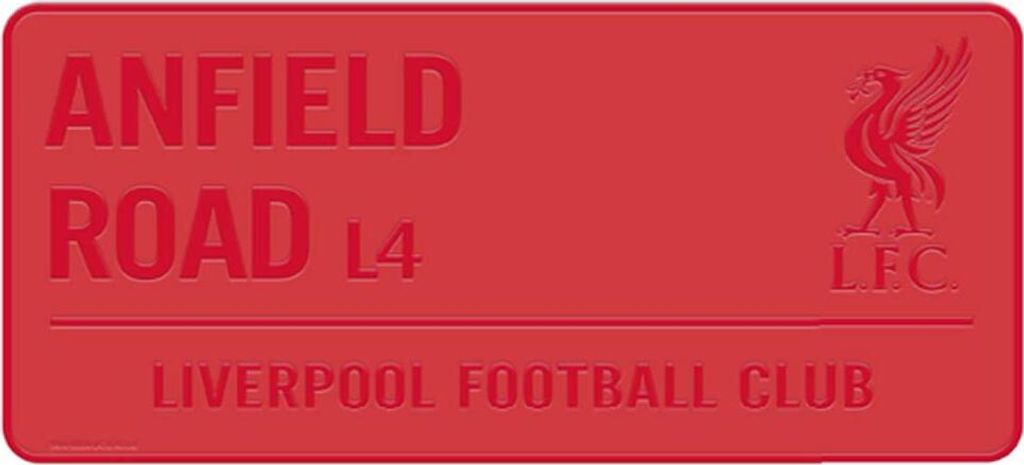 Liverpool FC - Straßenschild "Anfield Road L4", Wappen TA13337 (Einheitsgröße) (Rot)