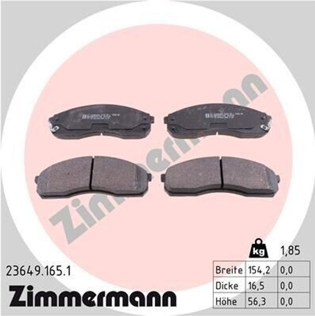 ZIMMERMANN 23649.165.1 - Bremsbeläge für Carnival II (GQ)