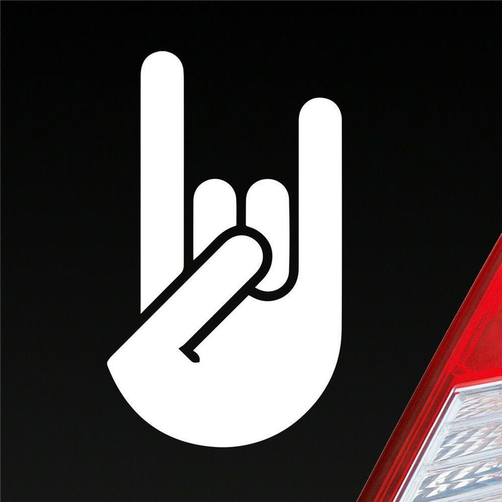 Auto Aufkleber Heavy Metal Gruß Pommesgabel Rock 12x7 cm Weiss Matt Sticker Heckscheibenaufkleber
