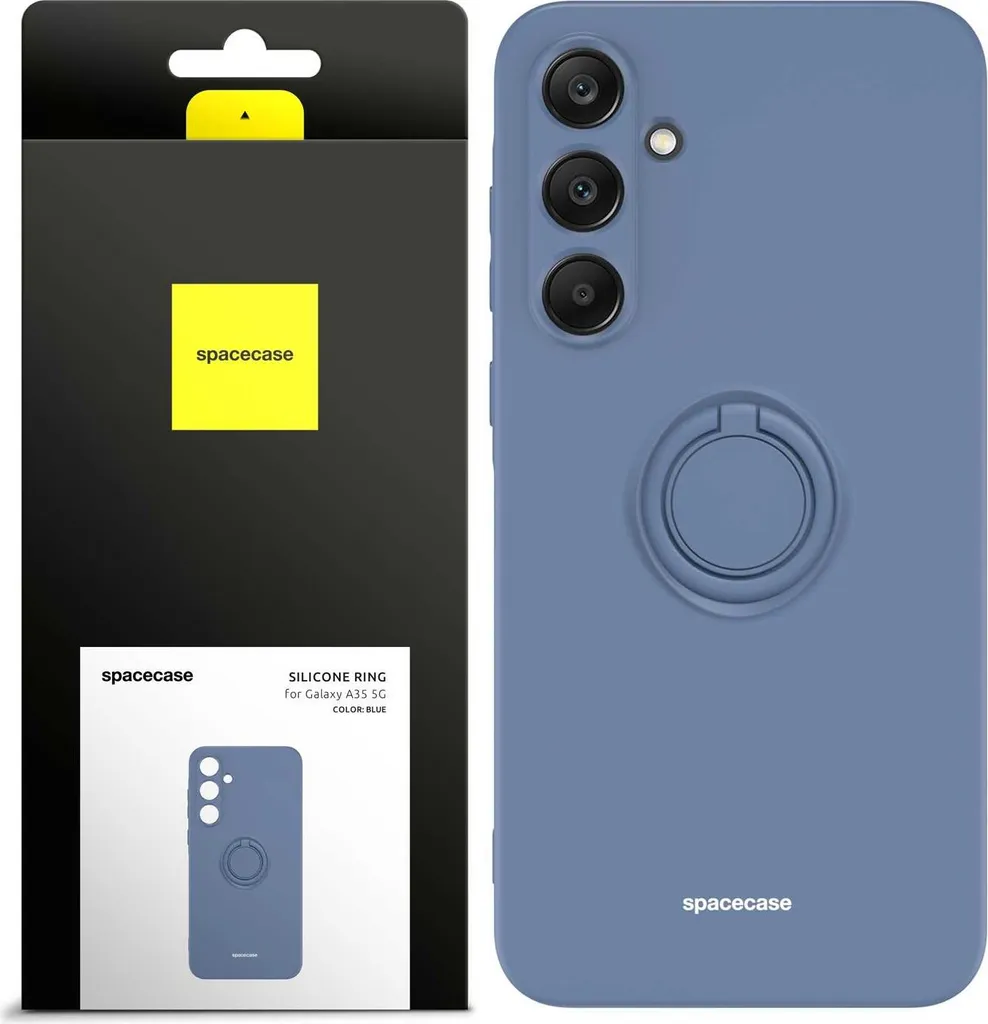 Cover SPACECASE Samsung A35 5G Blu Silicone + Supporto Auto