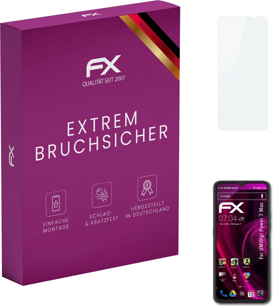 atFoliX FX-Hybrid-Glass Displayfolie kompatibel mit UMiDigi Power 7 Max Glasfolie
