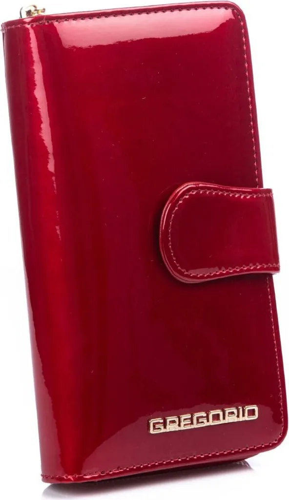Portefeuille Gregorio cuir rouge verni anti-rayures grand format femme