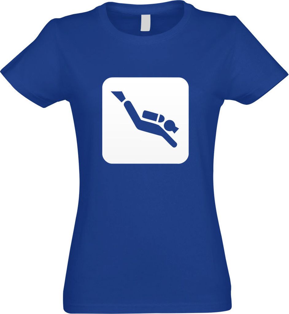 Kiwistar - T-Shirt tailliert - Damen - royal - Tauchstelle Tauchspots Piktogramme - mit Motiv Bedruckt - Funshirt Design - Sport - Freizeit - Damen...