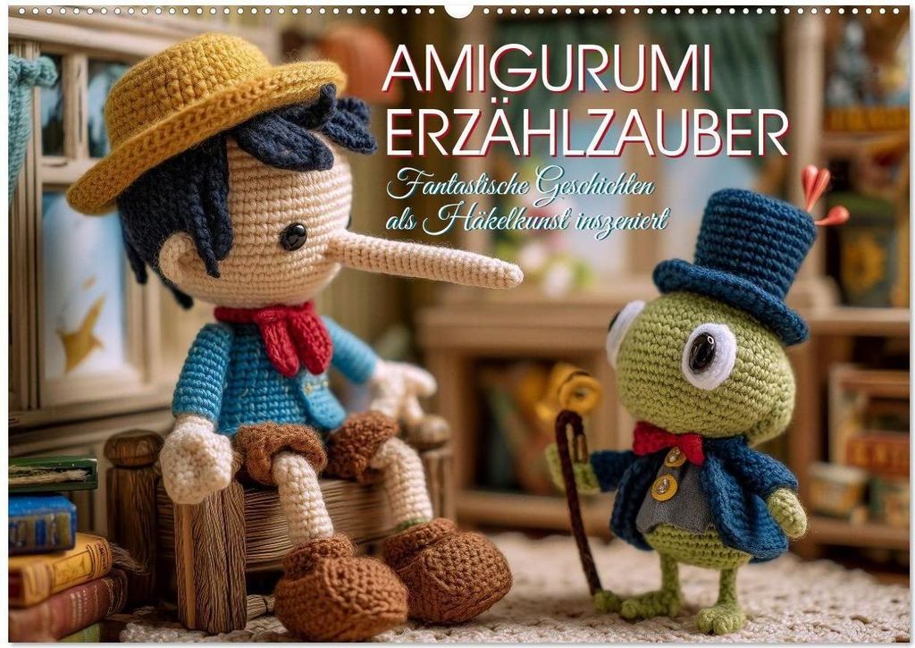 Amigurumi Erzählzauber. Fantastische Geschichten als Häkelkunst inszeniert (Wandkalender 2026 DIN A2 quer), CALVENDO Monatskalender