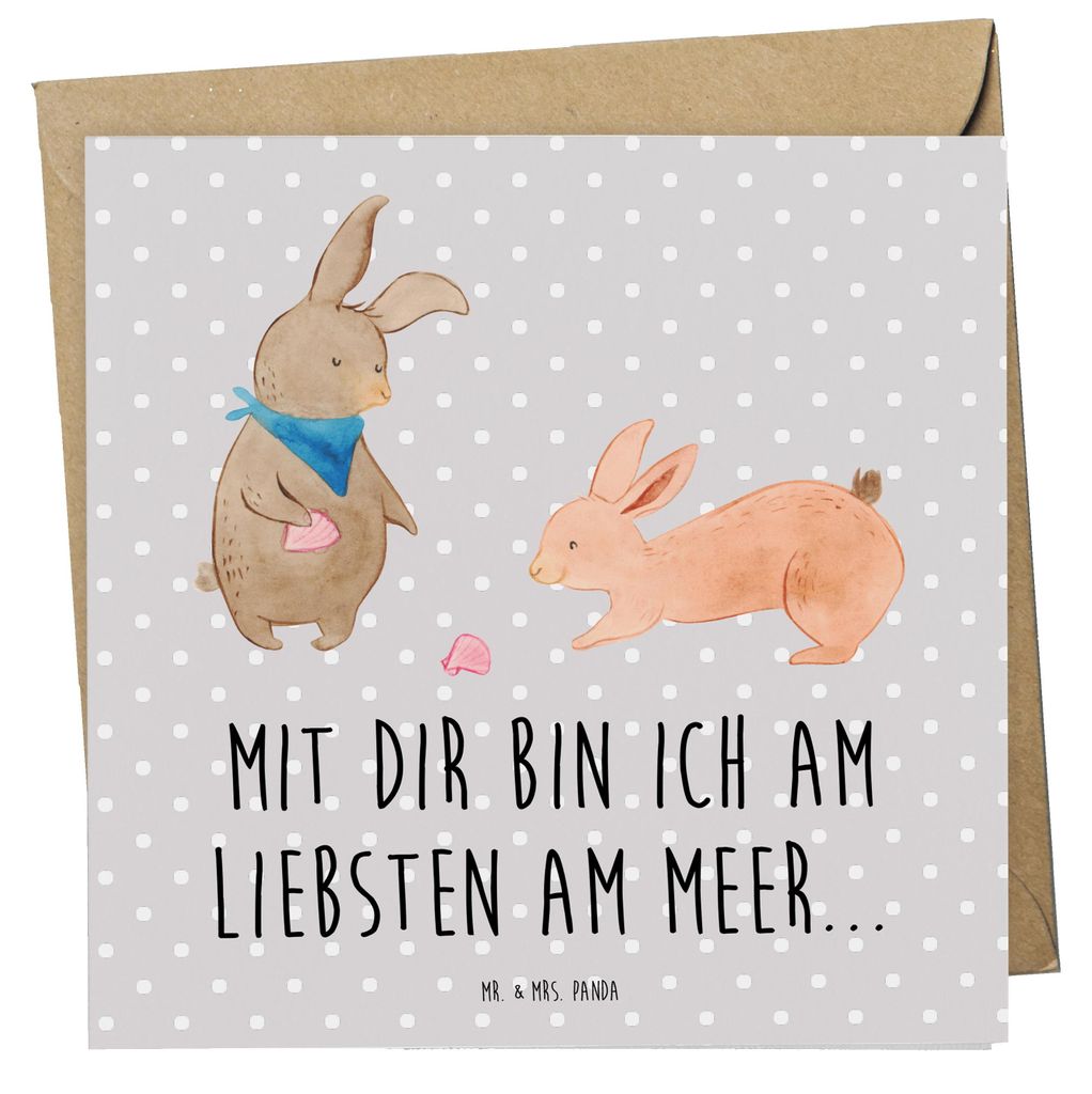 Mr. & Mrs. Panda Grußkarte Hasen Muschel - Grau Pastell - Geschenk, Meer, anlasskarte, Strand, Muttertag, BFF, Best Friends, faltkarte, Freundin, ...